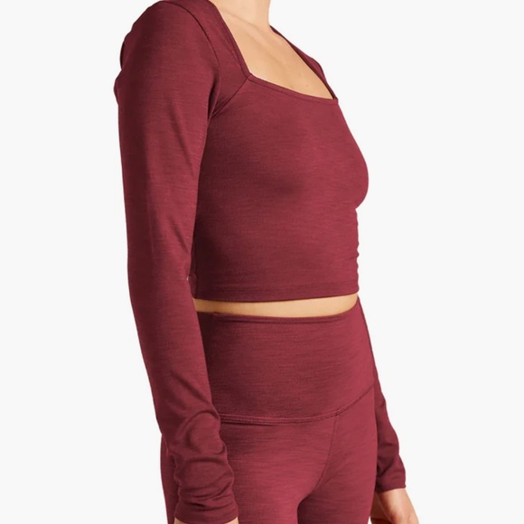 Beyond Yoga heather rib frame cropped pullover NWT - Picture 2 of 7